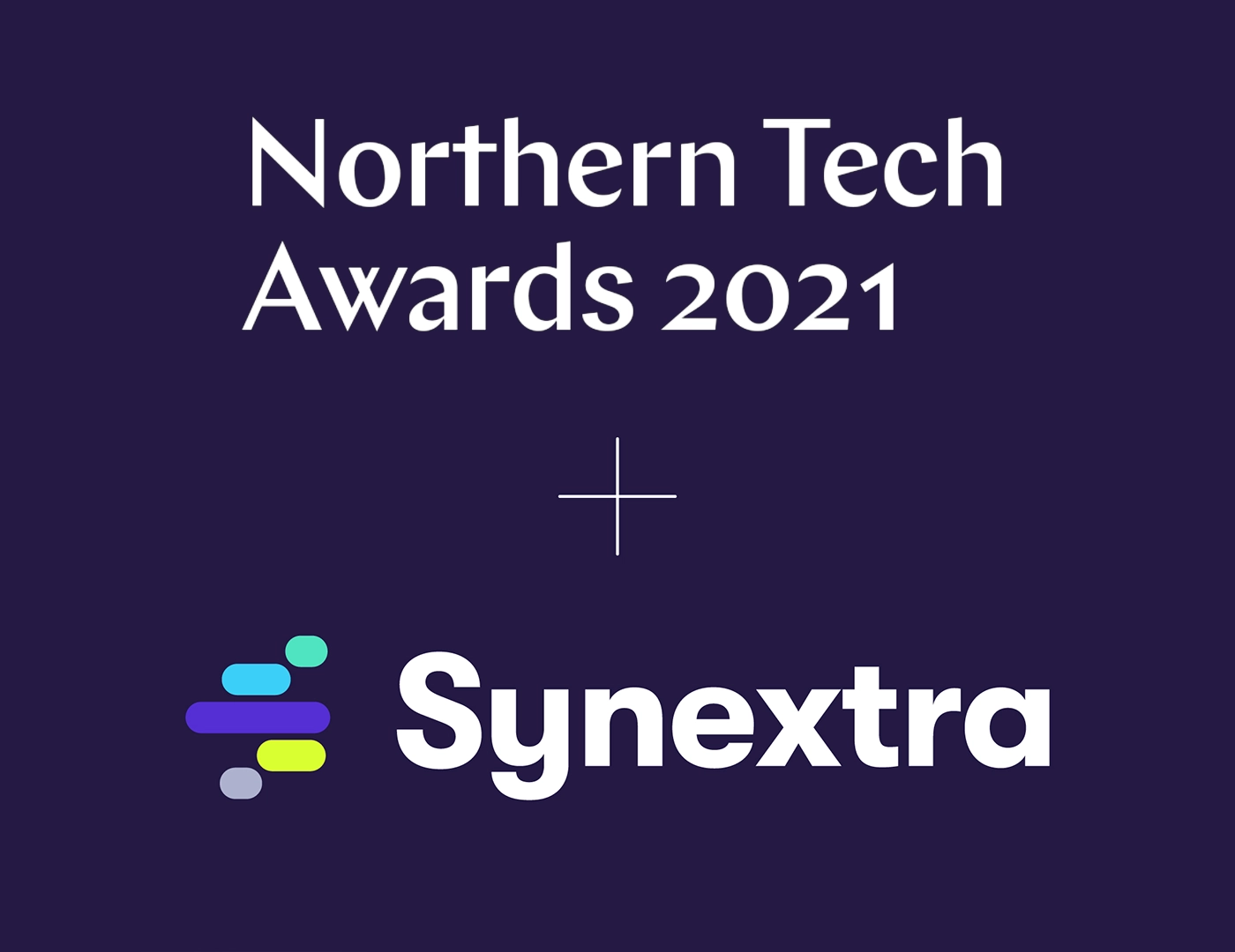 "Northern Tech Awards 2021 + Synextra" written on a a deep purple background